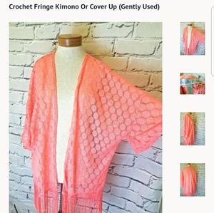 FINAL PRICE! Crochet Fringe Kimono Cover Up